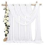yolzhxe Querbehang Freihanddeko, Weiß Vorhang Hochzeitsbogen, Voile Gardinen Vorhänge, Stoff Tüll...