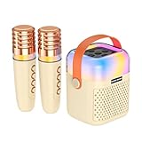 CFTGIW Karaoke -Maschine mit 2 Mikrofonen BT -Mikrofon und Lautsprecher KTV Set mit RGB Licht Effekt...