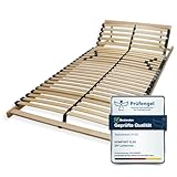 Sleepneo Lattenrost 90x200, Kopfteil verstellbar, Ergonomischer 7-Zonen-Lattenrost, Buchenholz, 28...