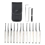 Leepesx Lock Picking Set,15 STÜCKE Lock Picking Set Edelstahl Lock Kit Praxis Training Lock Tool...