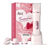 Rasierer Damen, 3-in-1 Intimrasierer für Frauen, für Körper & Intimbereich mit LED-Anzeige,...