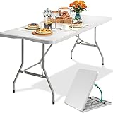 Klapptisch, Campingtisch, 180 x 74 x 74 cm, für Garten, Picknick, Balkon, Terrasse, klappbarer...