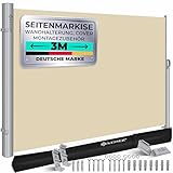 KESSER® Alu-Seitenmarkise Ausziehbar & Blickdicht 300 x 200 cm | Garten-Sichtschutz & Windschutz...