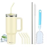 BuildLife 40oz Thermobecher to Go,Thermobecher mit Strohhalm und Griff,Doppelwandiger Isolierter...