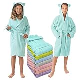 LEBENGOOD Bademantel für Kinder, Mädchen, Unisex, Kinder mit Ohren, 100% Baumwolle, Oeko-Tex®, 2...