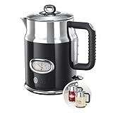 Russell Hobbs Wasserkocher [1,7l, 2400W] Retro Schwarz & polierter Edelstahl (Schnellkochfunktion,...