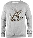 Pinitotee Jesus Reitet Dinosaurier UFO Unisex-Pullover Mit Rundhalsausschnitt In Grau