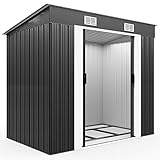 Deuba L Metall Gerätehaus 1,8m² mit Fundament 196x122x182cm Schiebetür Anthrazit Geräteschuppen...
