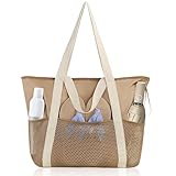 flintronic Strandtasche Damen, Strandtasche Groß Handtasche, Wasserdichte Badetasche, Netztasche...