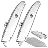 2 Stück Teppichmesser mit 10 Hakenklinge und 10 Trapezklinge: Universalmesser Hakenmesser aus...