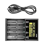 JSGHGDF 4 Bay Intelligente Ladebox mit Entladefunktion LCD Display Touch Control für 18650 26650 2A...