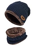 K.tchard Kinder Wintermütze Beanie Hut mit Schal Set Slouchy Strickmütze Warme Knit Skull Cap...