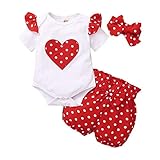 TMEOG Neugeborenes Baby Mädchen Kleidung Kurzarm Brief Print Strampler + Hosen + Stirnband Schöne...