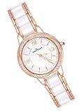 MicLee Damenuhr Analoge Rosegold Leuchtzeiger Armbanduhr Blumenmuster Digitales Zifferblatt aus...