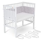 FabiMax Baby Beistellbett für Boxspringbett, stufenlos höhenverstellbar, Buchenholz massiv weiß...