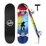 BELEEV 78,7 x 20,3 cm Skateboard für Anfänger, Kinder und Erwachsene, 7-lagiges kanadisches Ahorn,...