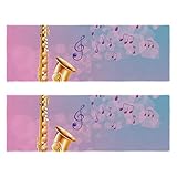 2 Stück Mikrofaser-Handtücher, ein Saxophon mit Musiknoten, Sport-Workout-Handtücher