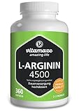 L-Arginin Kapseln hochdosiert, 4500 mg je Tagesdosis, 360 Kapseln reines L-Arginin HCL aus...