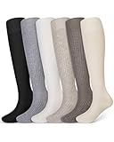Shihanee 6 Paar Damen-Kniestrümpfe aus Kaschmir-Baumwolle, lang, gerippt, gestrickt, lockere...