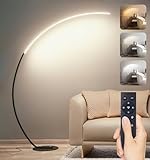 Aanyhoh LED Stehlampe Dimmbar Bogenlampe Wohnzimmer, 25W Schwarz Stehleuchte mit Fernbedienung,...