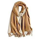 Kaschmir Schal Damen Stola für Herbst und Winter - Imitat Pashmina Mit Quasten, Wendeschal,...