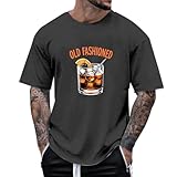 Gefomuofe Shirts Herren Rundhalsausschnitt T-Shirt mit Weinglasmotiv Übergroßes Langes Oberteil...