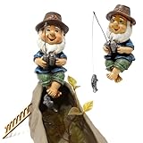 gotyou Angelnder Zwerg Figur - Gartenzwerg Deko Statue - Harz Handwerk Charakter für Garten...