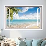 HPNIUB 3d Gefälschte Fenster Wandaufkleber,76 * 49cm,Wandtattoo Wohnzimmer Landschaft,Selbstklebend...