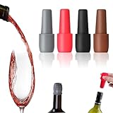Wiederverwendbarer Sektflaschenverschluss, 4 Weinstopfen für Weinflaschen, Silikon-Weinstopfen,...