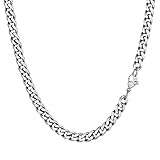 PROSTEEL Herren Collier 51cm Edelstahl Panzerkette Halskette Hip Hop Link Chain Necklace 6mm breit...
