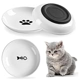 Pavlleen 3 Stück Katzennapf Keramik, mit Rutschfestem Gummiboden,Flacher breiter Futter- und...