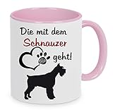 Die mit dem Schnauzer geht - Kaffeetasse mit Motiv, Tasse mit Druck, auch individuell mit Spruch,...