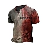 Generisch T-Shirts für Herren, Herren Casual Rundhalsausschnitt Blutspritzer Muster T-Shirt Kurzarm...