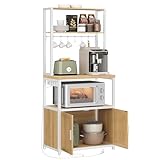 VASAGLE Küchenregal mit Steckdosen, Küchenschrank, 90 cm hoher Arbeitsplatte, Standregal mit 8...