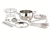 APS Fondue- und Feuerzangenbowle Set, Zuckerzange, Feuerzange, Fondue-Topf, Edelstahldeckel,...