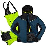 Killtec Herren Skianzug Größe L - aus Skijacke dunkelblau schwarz und Skihose neon grün - mit...