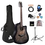 Winzz Westerngitarre 4/4, Akustikgitarre Erwachsene 41 Zoll, Anfänger Gitarren Set (Gravur im...