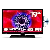 MEDION 47 cm (19 Zoll) HD Fernseher mit DVD-Player (perfekt für Camping Wohnmobil LKW Garten, 12V...