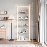Glasvitrine Standvitrine, Modern Glas Vitrine mit Licht, Sammlervitrine Vitrinenschrank 5-stufige...