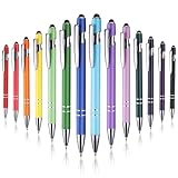JIANTA 14 Stück Kugelschreiber, Kugelschreiber mit Touchpen, 2 in 1 Soft Click Kuli Metall...