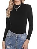 Aottori Damen Langarmshirt Slim Fit Baumwolle Rollkragenshirt Eng Stretch Basic Tops Unterwäsche...