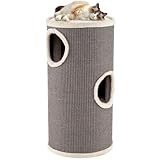 SOARS Kratztonne für Katzen, 70 cm Katzentonne mit 3 Höhlen, Liegefläche und Sisalkratzfläche,...