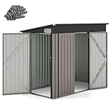 COSTWAY Gartenhaus Metall, 235 x 117 x 185 cm, Gerätehaus mit Vordertür & Seitentür & Pultdach,...