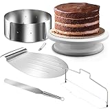 4smile Torten-Zubehör-Set 5 Teile - Tortenring verstellbar hoch 8,5 cm + Tortenschneider +...