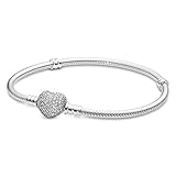 PANDORA Moments Schlangen-Gliederarmband mit Funklendem Herz-Verschluss Sterling Silber, Cubic...