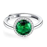 ALEXCRAFT Ringe Silber 925 Damen mit Rund Grün Zirkonia Schmuck für Frauen Freundin Mama Mädchen