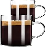 ParaCity Espressotassen 2er-Set, 120 ml Isolierte Espresso Gläser, Klarglas kaffeetassen mit...