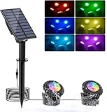 NATPOW RGB Teichbeleuchtung Solar, IP68 Wasserdicht Unterwasser Licht Solar Farbwechsel...