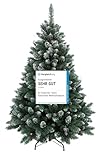 RS Trade HXT 15013 Schneebaum 120 cm künstlicher Weihnachtsbaum mit Schnee und Zapfen (Ø ca. 78...