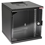 HMF 63406-02 Netzwerkschrank, Serverschrank 10 Zoll | 6 HE | 300 mm Tiefe | Voll montiert | Glastür...